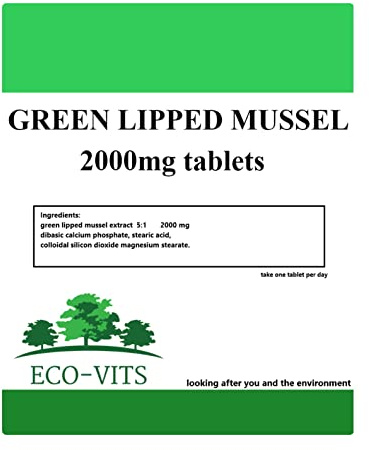 ECO-VITS Green LIPPED Mussel (2000MG) 365 CAPS. Recyclable Packaging. Sealed Pouch