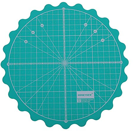 EXCEART Stoff-Drehmatte, selbstheilend, Schneidematte, rund, rotierend, Drehteller, grün, Gitterschnitt, matt zum Nähen, Quilten, Scrapbooking, DIY, grünes Gitter, rotierendes Schneidebrett
