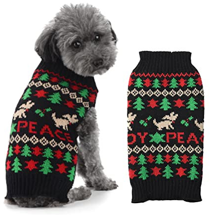ABRRLO Hund Pullover Dog Sweater Hundepullover Haustier Hundepulli Warm Welpe Kleine Mittel Hunde (L, Schwarz)
