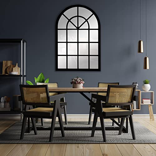 Espejo Ventana Industrial Modelo Catania Negro Lacado, 70x100 cm | Madera MDF de 16 mm, Espejo 4 mm, Fabricado en España