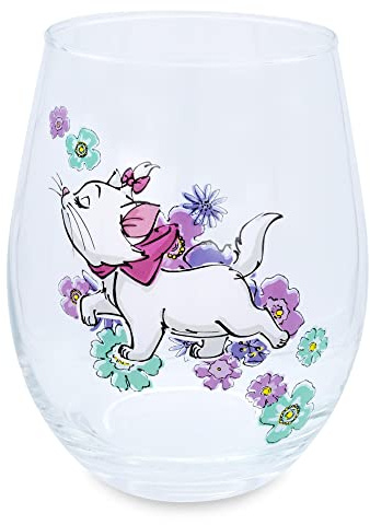 Disney The Aristocats Marie Walking Teardrop Stemless Wine Glass | Holds 20 Ounces