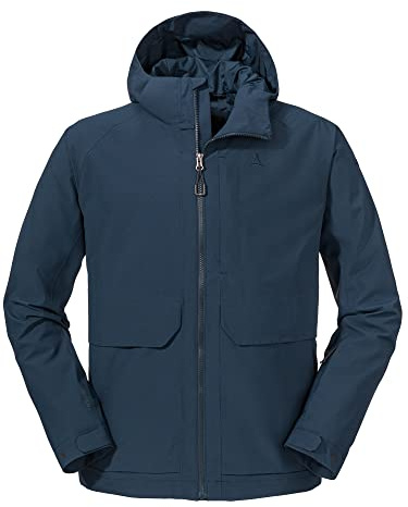 Schöffel Herren Jacket Lausanne M, Funktionsjacke mit Kapuze, wasserdichte, leichte Sommerjacke mit Pack-Away-Tasche, dress blues, 50