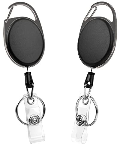 Vicloon Einziehbarer Schlüsselanhänger, 2 Stück Schlüsselband Ausziehbar, mit Clip und Schlüsselring, Ausweisjojo für Kartenhalter Ausweis,Schlüssel,ID Card Holder