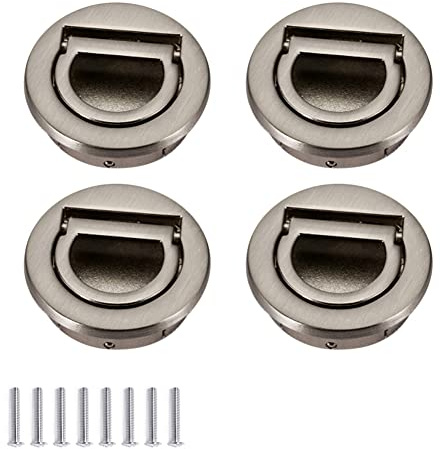CONPHERON 4 pièces Rond Affleurante Poignée de Tiroir Tatami Invisible Poignées Zinc Alliage Encastrable Dissimulé Armoire Boutons Caché Placard Porte Poignées Accessoires d'armoires