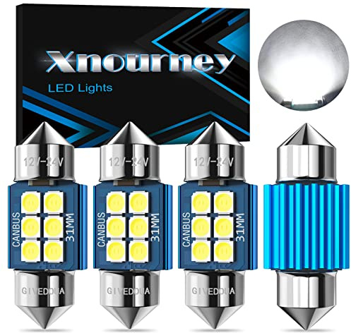 Ampoules LED DE3175 DE3021 DE3022 31mm 6500K Blanc 12V 24V CANBUS Lot de 4 | 6 SMD puce haute luminosité, sans erreur véhicule, pour plafonnier, lampe carte, feu plaque et lumière de courtoisie