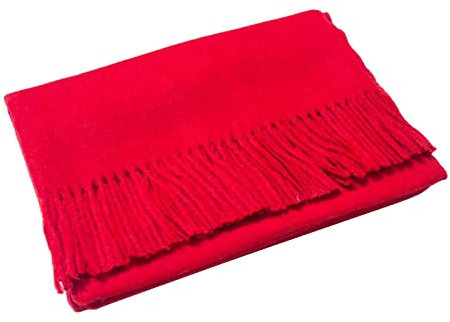 Stfery Männer Schal Winter, Wollschal Damen Rot Scarf Einfarbige Quaste Halstuch 200x700CM Weich Warm