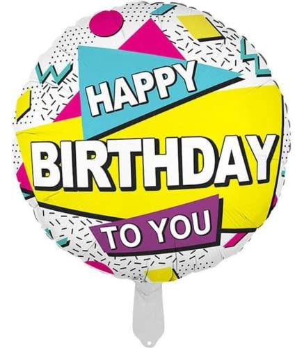 DIWULI Retro Happy Birthday Ballon - 80er 90er Geburtstag