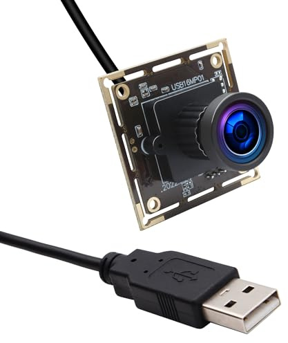 ELP 16MP USB Module caméra Grand Angle 110 degrés Pas de Distorsion Objectif Webcam,Ultra HD 3496P caméra USB,Plug and Play caméra embarquée dans l'industrie de l'impression 3D pour Android Windows