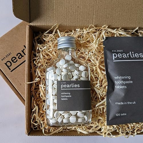 pearlies Remineralising Whitening Everyday Toothpaste Tablets | Mint | 2 Months Supply, 125 Tabs | Fluoride & Hydroxyapatite | Enamel Repair for Sensitive Teeth | Plastic Free | Cruelty Free | Vegan