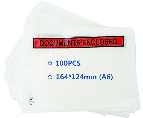 PACK4YA A6 Carteras cerradas para documentos, 174 x 134 mm sobres para facturas, listas de embalaje o notas, embalaje autosellado, bolsas de envío (100 unidades)