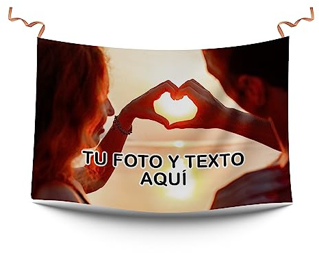 Bandera Personalizada con Logo y Foto. Bandera para Eventos y Fiestas. (100x70 cm.)