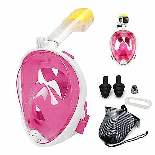 Snorkel Mask Anti Fog Full Face Swimming Diving Scuba Goggle Mask for Adult Kids (L/XL Pink)