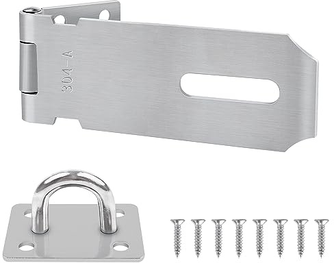 Yeepeo Padlock Hasp and Staple 4 Inch, Stainless Steel Shed Lock Hasp Heavy Duty Shed Door Latch Clasp Lock Padlock Staple Gate Lock Latch Security Hasp Staple Lock for Door Shed Window Cabinet
