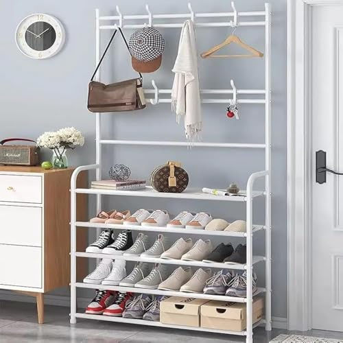 X CLICK – Zapatero - Armarios Dormitorio - Perchero de Pie - Zapatero Entrada Recibidor - Recibidores de Entrada - Armario Ropero - Mueble Zapatero - Blanco 170x80x25.5cm