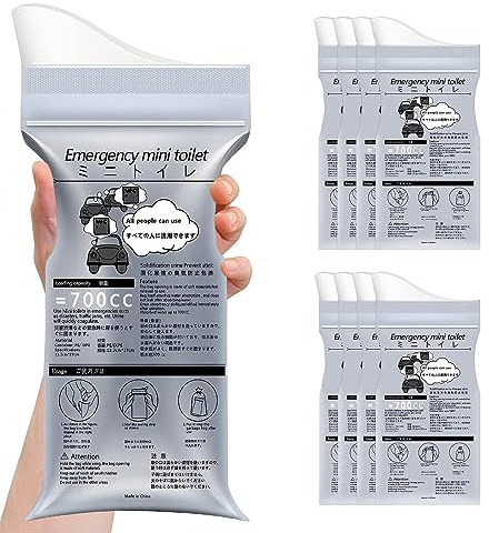 Magic Diary Disposable Urinal Bag, 8/12/24 Pack Unisex Emergency Urine Bag, Portable Camping Pee Bag, Travel Urine Bag Vomit Bag for Traffic Jams, Drivers, Pregnant, Patient, Kids (Grey-8 Pack)