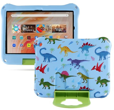 Simicoo Dinosaurier-Tablet-Schutzhülle für Kindle Fire HD 8, für Kinder, Jungen, Mädchen, Fire HD 8 2024, leicht, EVA-Schaum, stoßfest, mit Ständer, Griff, kindersicher für Fire HD 8, 10., 12