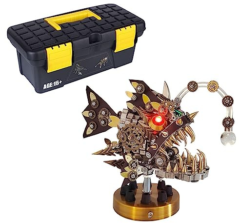 DUZU 3D Metall Puzzle Modellbausatz Erwachsene, DIY Laternenfisch Metall 3D Modell 3D Puzzle Metallbausatz, 700 Teile 3D Laserschnitt Modell Steampunk Sammelbares Spielzeug Geschenk