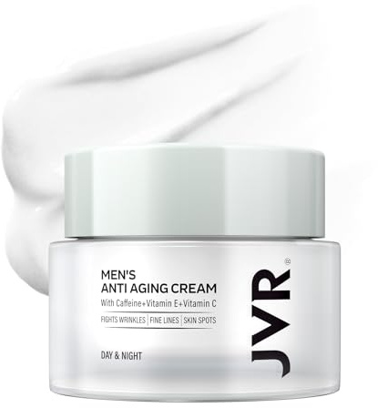 Gesichtscreme Männer, JVR Gesichtspflege gegen Falten für Herren, Anti Aging Tages & Nachtcreme, Feuchtigkeitscreme gegen Hautalterung & Augenringe für alle Hauttypen mit Caffeine, 50 ml (frisch)