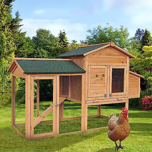 Hühnerstall und Auslauf im Freien Großer Hühnerstall Kaninchenkäfig aus Holz mit ausziehbarem Tablett und Rampe Wasserdichter Meerschweinchenkäfig