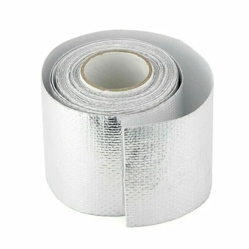 Bande Thermique Echappement, Isolant Thermiq Collecteurs d'échappement, ruban adhésif thermique en titane, argent, 5M x 5cm et 6 attaches, protection solaire, isolation thermique, robinet en alu