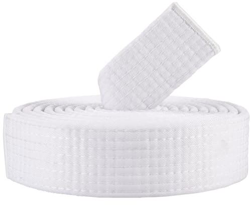 CREATCABIN White Karate Jiu Jitsu Belt Polyester Martial Arts Belt Judo Jiu-Jitsu TKD Aikido Uniform Ranking Belt Long Soft Universal Fit Belts Taekwondo for Men Women Sports Training Equipment 9.2ft