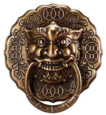 ZZZOLX Türklopfer, Haustürklopfer, Antiker Löwenkopf-Türklopfer aus Bronze, Retro-Anti-Rost-Messing-Türgriff for die Dekoration der Haustür im Innenhof Einer Villa (Color : Bronze, Size : L)