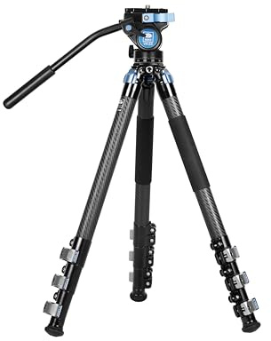 SIRUI L-324F Carbon Stativ mit VA-5X Fluidkopf, Kompakt, Flip-Lock Design, Schnellwechselplatte, Max. Belastung 18 kg, 8-lagige Kohlefaser, 3 Beinwinkeloptionen, für Kamera & Videografie