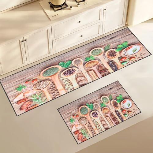 Freiesoldaten 2 Piezas Juegos de Tapetes de Cocina Antideslizante Set de Alfombras de Cocina Confort Alfombrillas Tapetes de Pie Traves de Cocina