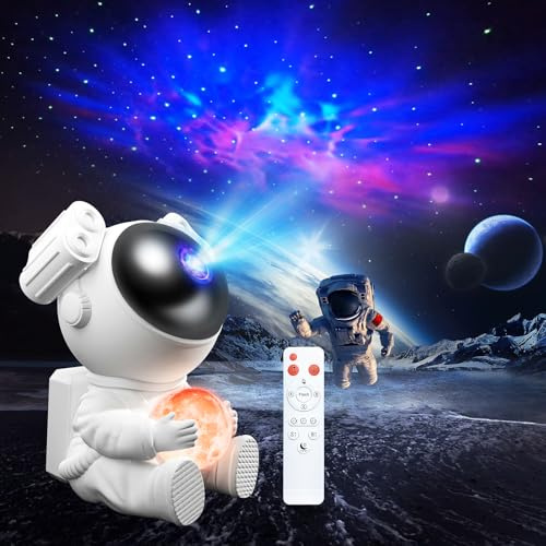 Astronauta Proyector Galaxy，Proyector Estrellas，Luz Nocturna con Nebulosa, 8 Modos, 360° Rotación y Control Remoto, Dormitorio y Proyector de Techo, Mejores Regalos Para Niños y Adultos