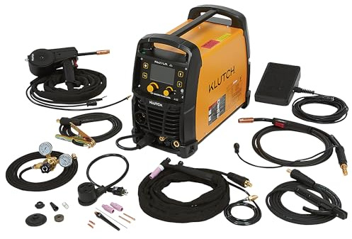 Klutch Dual-Voltage MIG/Flux-Core/TIG/Stick Multi-Process 4-in-1 Welder with Inverter Technology, LCD Display and Spool Gun, 120/230 Volts, 240 Amp Max., MIG Ready