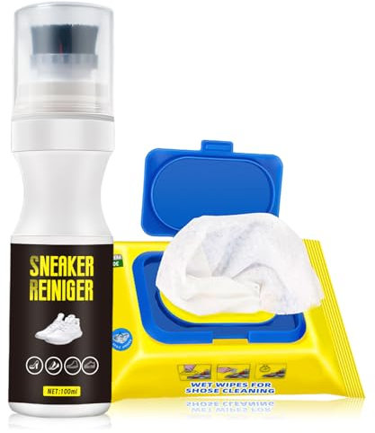 Allony Nettoyant Sneakers, Kit Nettoyage Sneakers, Nettoyant Chaussures Blanches+lingettes Jetables pour Chaussuresélimine la Saleté et les Taches, Doux et Non Irritant, Applicable à Nettoyant Basket