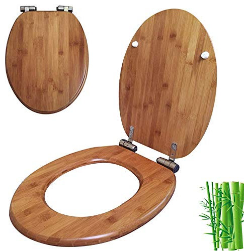 Generisch Toilettensitz, Toilettensitz mit Absenkautomatik, Toilettendeckel mit Edelstahlscharnieren, Toilettensitze aus Bambus, stabil, löst Sich nie, Naturholz, Kiefer