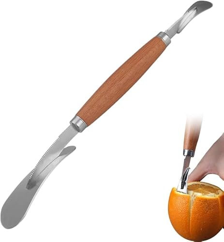 Orangenschäler aus Edelstahl, Orangenschäler, Orangenschäler, langer Griff, Orangenschäler, Zitrusschäler, multifunktionaler Küchenschäler für Zitrone, Granatapfel, Grapefruit, Zwiebel (1 Stück)