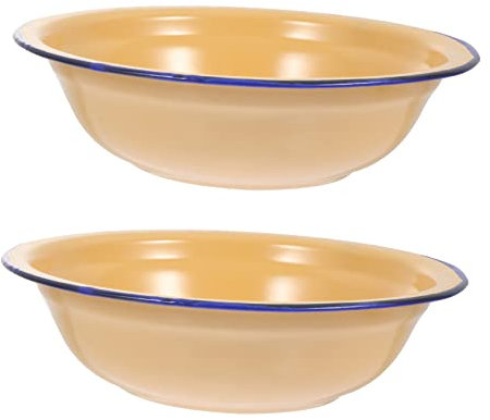 OFFSCH 2piezas Cuencos De Esmalte Vintage Lavabo De Esmalte Vajilla Práctica Para Hogar y Restaurantes
