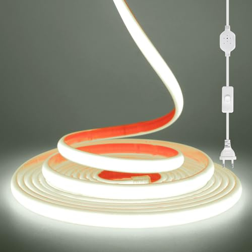 KISUFU 230V COB Neon LED Streifen, 288leds/m Wasserdicht IP67 50cm Cuttable 220V LED Band Selbstklebend Light Strip für Weihnachten, Schlafzimmer, DIY, Urlaub, Zu einer feier im freien.