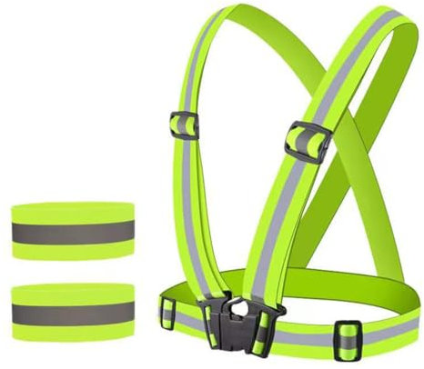Gilet Jaune Sécurité, Gilet Reflechissant Vélo, Vêtements Réfléchissants, Bandes Réfléchissantes Gilet Sécurité avec élastique, pour Jogging, Vélo, Randonnée, moto ou course à pied