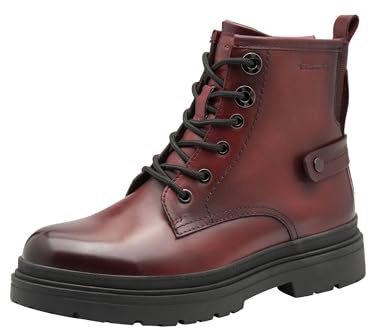 TAMARIS dam komfort spets boot platt halvlång stövel, bordeaux, 39 EU, Bordeaux, 39 EU