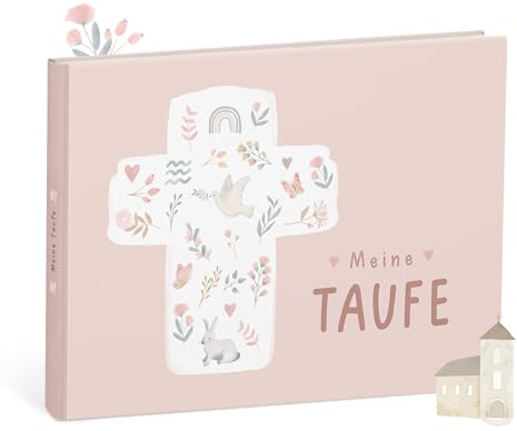 mintkind® Erinnerungsalbum Meine Taufe Rosa – Taufgeschenk für Mädchen | Hochwertiges Erinnerungsbuch für Segenswünsche und unvergessliche Momente – Geschenk von Patentante oder Patenonkel