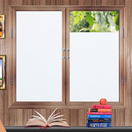 Zindoo Fensterfolie Weiß Milchglasfolie Blickdicht Sichtschutz 105x200cm | Sichtschutzfolie Statisch Haftend Ohne Kleber, UV-Schutz Dekorfolie Gute Privatsphäre Schutz für Bad, Wohnzimmer und Türen