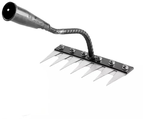 Carbon Steel Garden Weeding Rake with 6, 7 or 8 Teeth - Heavy Duty Metal Rake for Efficient Garden Weeding (7-teeth)