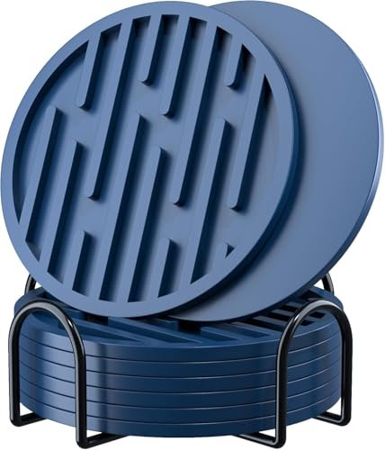 Posavasos para Bebidas, 8 Unidades Posavasos de Bebidas con Soporte, Alfombrilla de Silicona Resistente al Calor, Protector de Mesa, Posavaso de Goma Antideslizante para Diferentes Tipos de Tazas