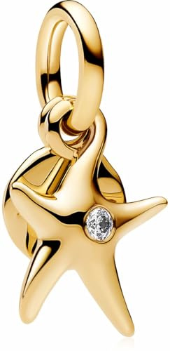 MSPOVOF Goldener Seestern Charms S925 Sterling Silber Anhänger für Armbänder und Halsketten Frauen Schmuck Geschenk