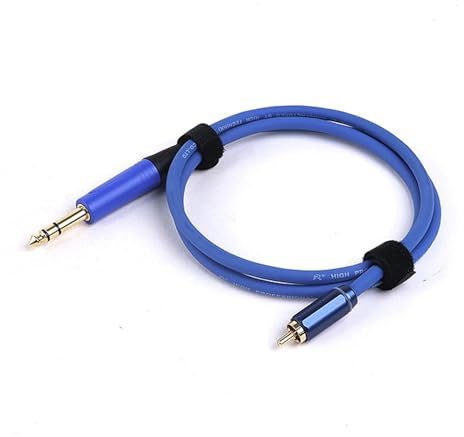 ROBAUN Câble adaptateur audio RCA vers stéréo/mono 6,35 mm (0,2 à 15 m), TS/TRS vers RCA mâle vers mâle (1/4 po), for microphone, mixeur, carte son(Blu,0.5M)