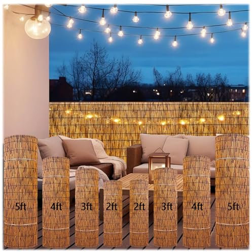 Rouleau de clôture décorative pour balcon - Panneau brise-vue - Clôture de jardin - Tissé à la main - Imperméable - Pare-soleil (122 x 762 cm)