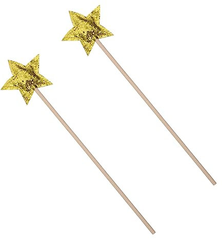 Supvox 2 Stück Pentagramm-fee-zauberstab Party Stöcke Zubehör Für Mädchen Funkeln Mädchen Feen Für Stern Prinzessin Verkleiden Sich Accessoires Zauberstäbe Golden Stoff