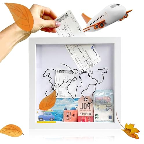DIYCUT Adventure Box, Scatola Dei Ricordi 20 x 20cm, Cornice Foto 3D, Salvadanaio Viaggio, per Conservare Oggetti da Viaggio, Casa, Decorazione Parete Tavolo