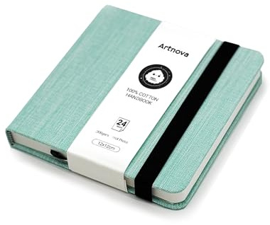 Sketchbook da viaggio 12 × 12 cm – Quaderno artistico 300 gsm Hot Press con copertina in cotone 100% – Blocco da disegno per acquerello, inchiostro, matita, olio e acrilico portatile