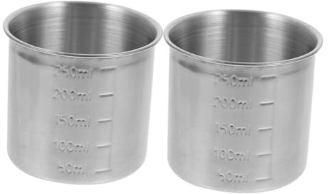 Mobestech 2pcs Stainless Steel Measuring Cup with Easy-to-Read Markings 250ml Scaled Measuring Container for Precise Measurement in Cooking and Picnic