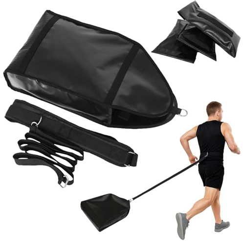 COSYOO Adjustable Weight Sled Trainer Set, PVC Sandbag Sled Trainer with 3 Weight Sandbags & Waist Belt, Resistance Sled Trainer, Running Sled Trainer for Strength, Agility, Explosive Power (B)