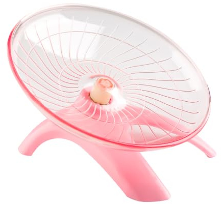 Lotsdonxia Super-Silent Flying Saucer Hamster Wheel, Non-Slip Wave Design, Stable Plastic and Steel Bearing, Quiet Exercise Wheel for Hamsters, Gerbils & Small Pets (Pink)
